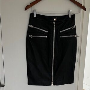 Rachel Zoe Sleek Black Pencil Skirt with Silver Zippers